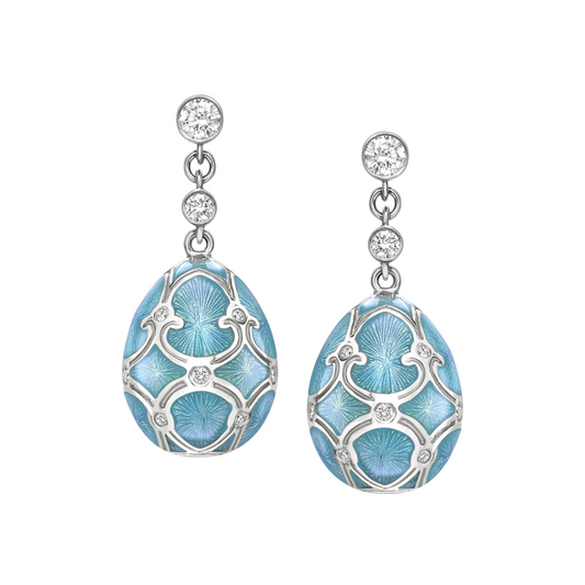 Guilloché Enamel Egg Drop Earrings