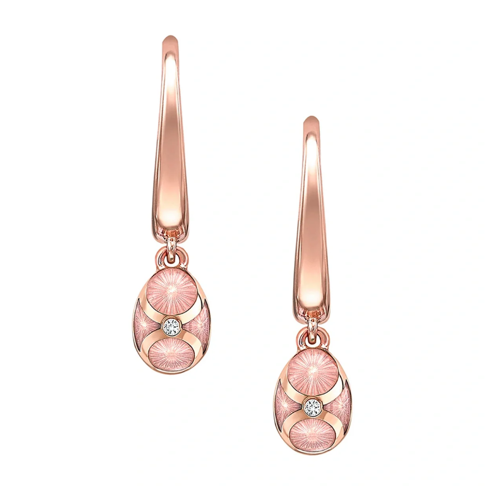 Guilloché Enamel Hoop Egg Drop Earrings