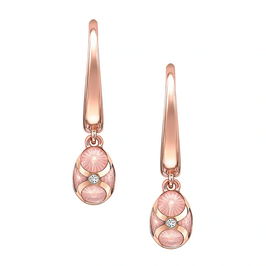 Guilloché Enamel Hoop Egg Drop Earrings