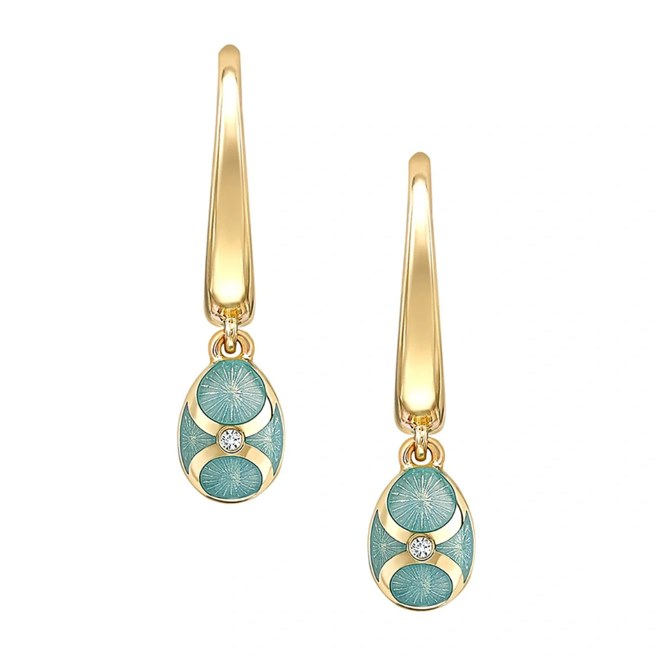 Guilloché Enamel Hoop Egg Drop Earrings