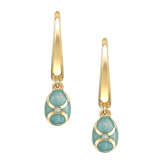 Guilloché Enamel Hoop Egg Drop Earrings