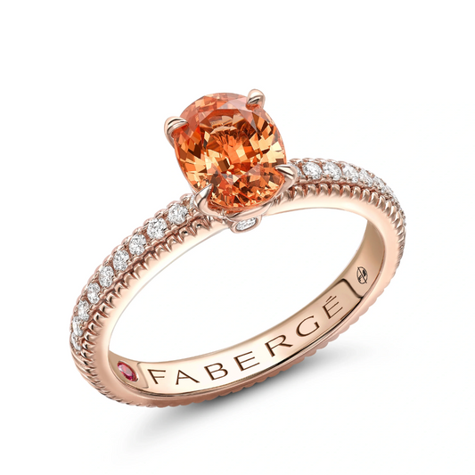 Fluted Spessartite Ring with Diamond Shoulders