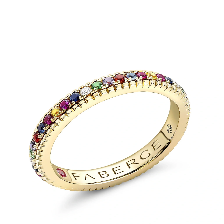 Fluted Multicoloured Gemstone Eternity Ring