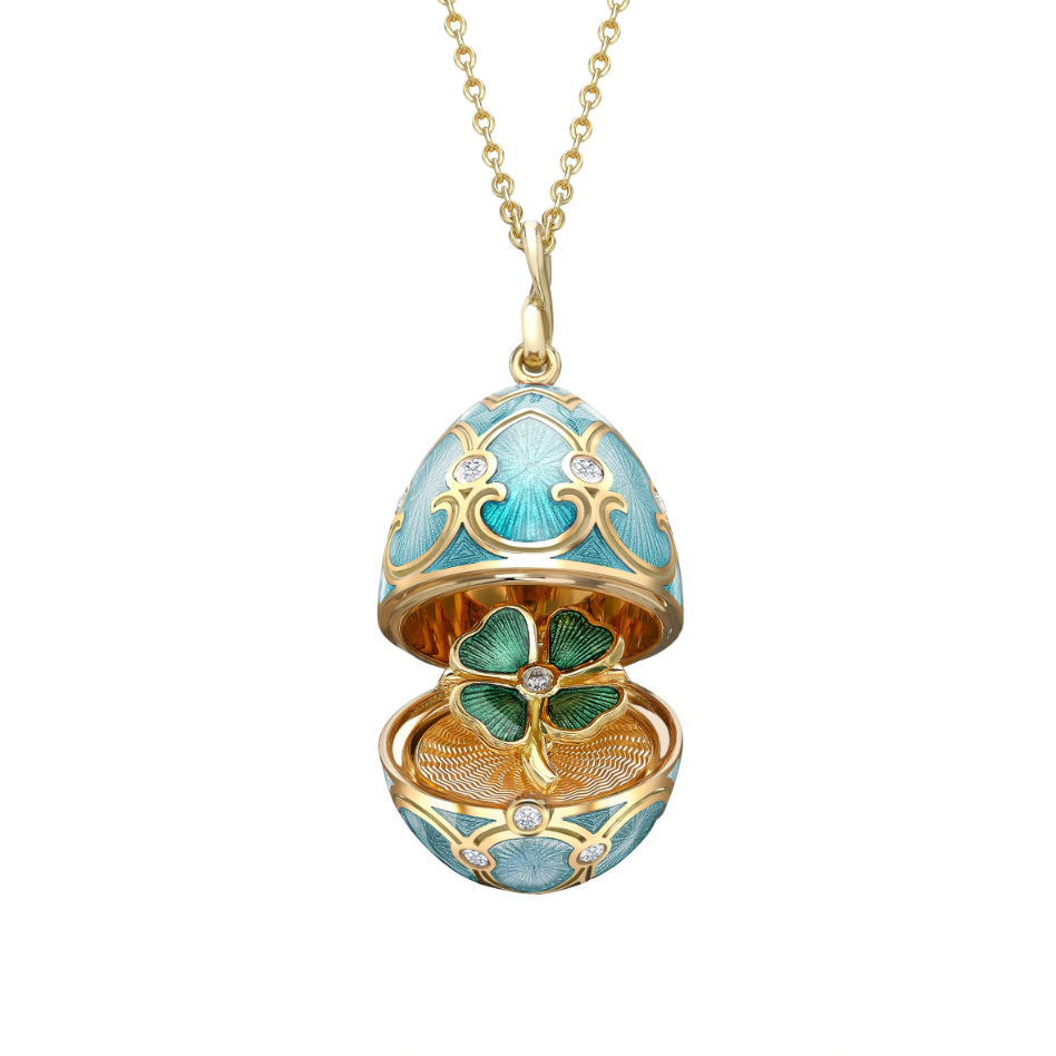 Guilloché Enamel Clover Surprise Locket