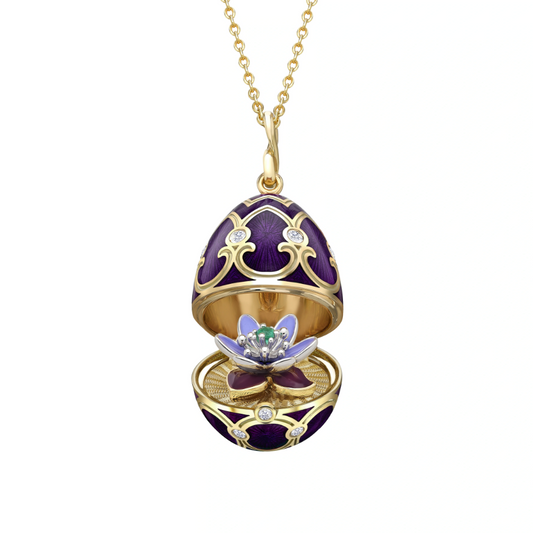 Guilloché Enamel Anemone Surprise Locket