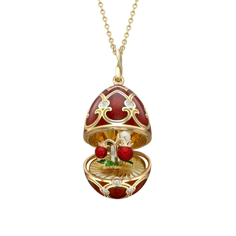 Guilloché Enamel Strawberry Surprise Locket