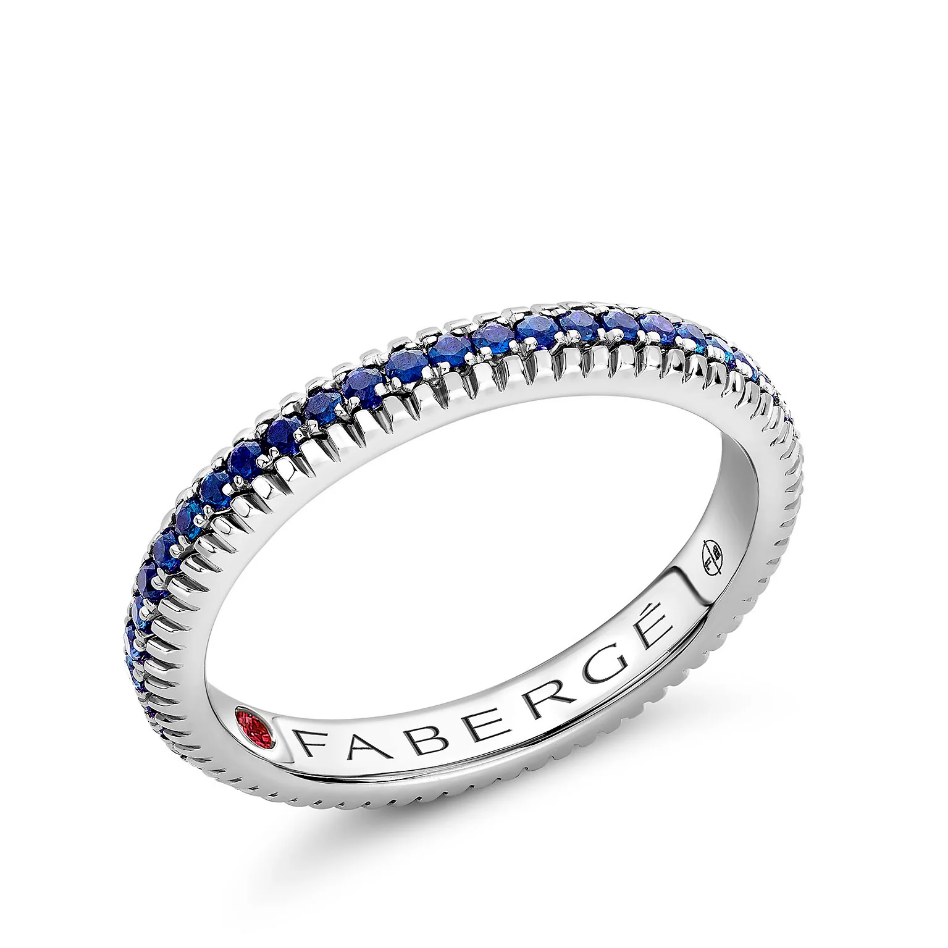 Fluted Blue Sapphire Eternity Ring