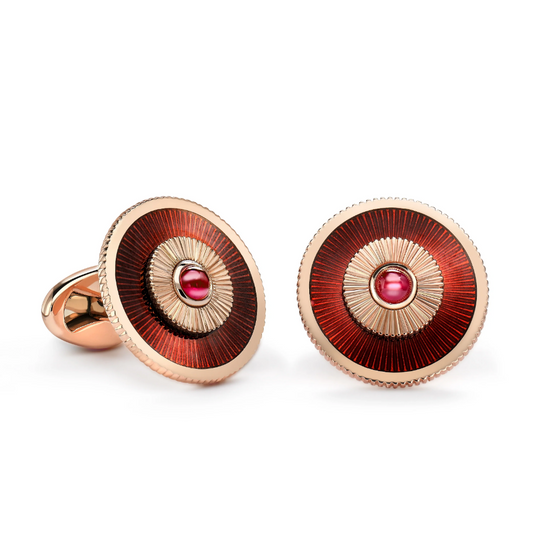 Guilloché Enamel Round Cufflinks