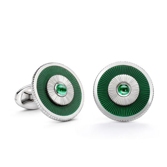 Guilloché Enamel Round Cufflinks