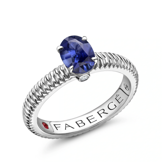 Fluted Blue Sapphire Ring