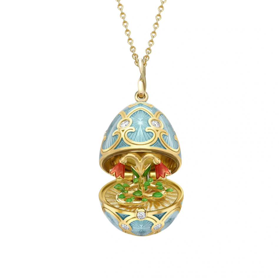 Guilloché Enamel Twin Flower Surprise Locket