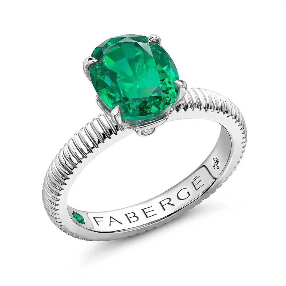 Fluted Emerald Ring