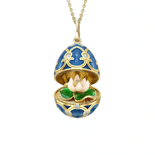 Guilloché Enamel Waterlily Surprise Locket