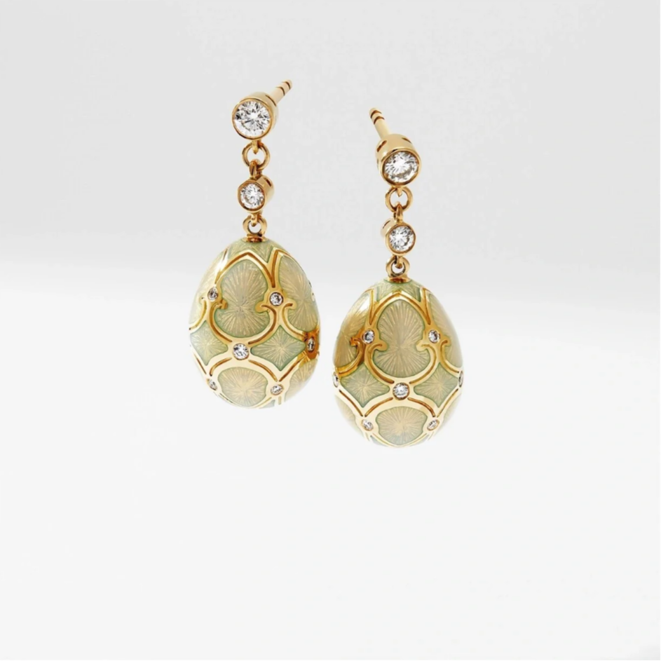 Guilloché Enamel Egg Drop Earrings