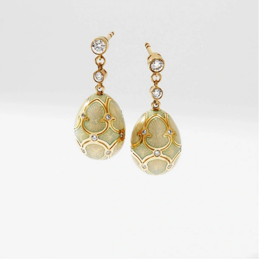 Guilloché Enamel Egg Drop Earrings