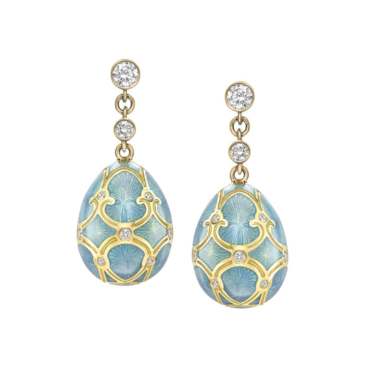 Guilloché Enamel Egg Drop Earrings