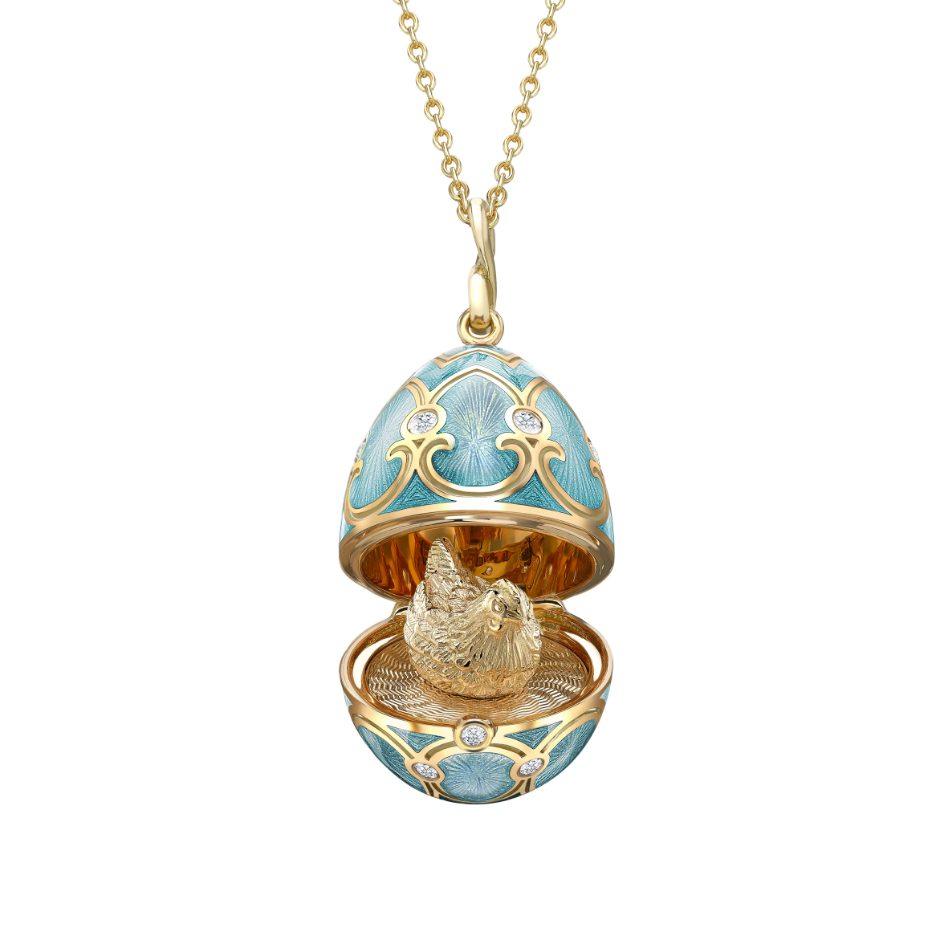 Guilloché Enamel Hen Surprise Locket