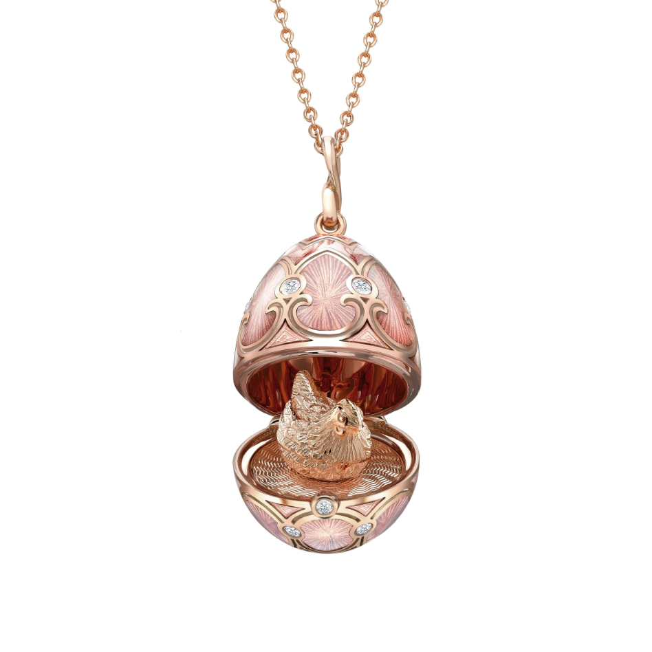 Guilloché Enamel Hen Surprise Locket