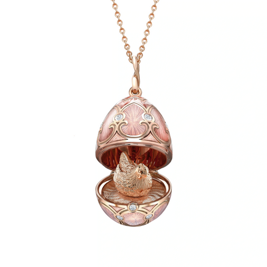 Guilloché Enamel Hen Surprise Locket