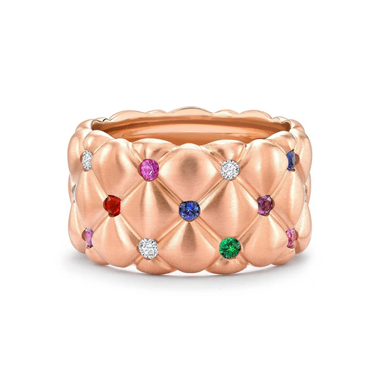 Brushed Multicoloured Gemstone Grande Ring