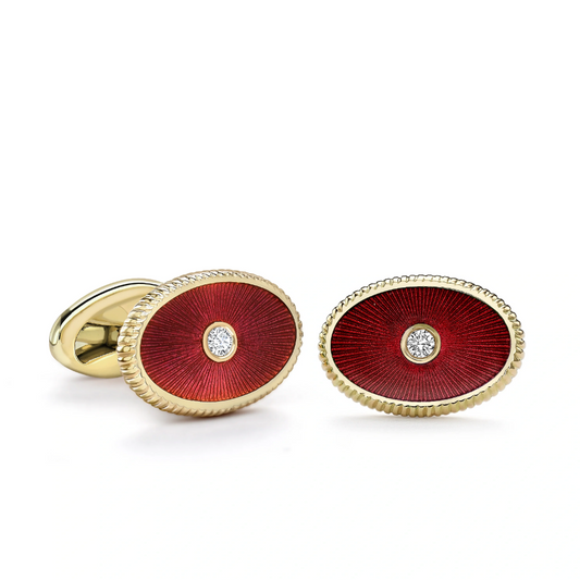 Guilloché Enamel Oval Cufflinks