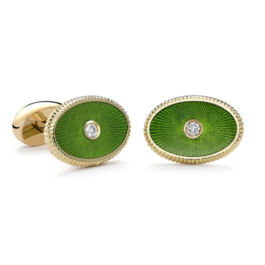 Guilloché Enamel Oval Cufflinks