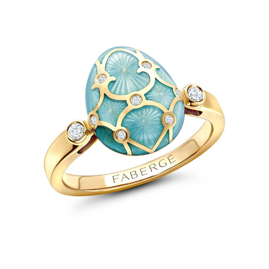 Guilloché Enamel Egg Ring