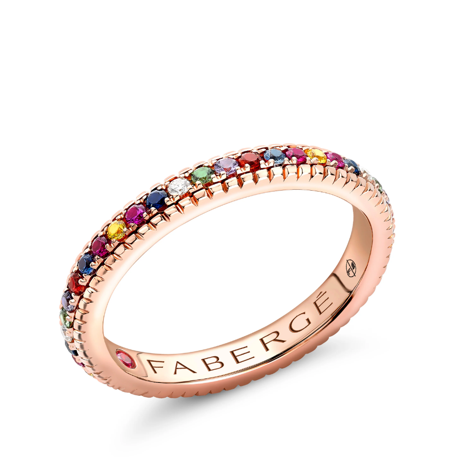 Fluted Multicoloured Gemstone Eternity Ring