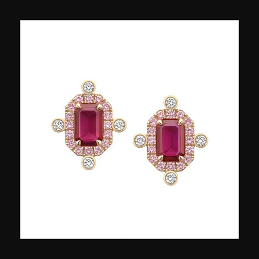 Ruby and Pink Diamond Earrings