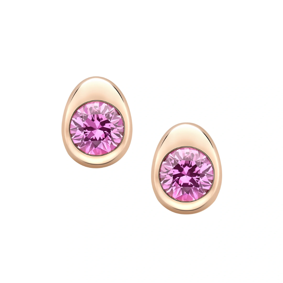 Cosmic Curve Pink Sapphire Stud Earrings