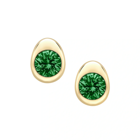 Cosmic Curve Emerald Stud Earrings