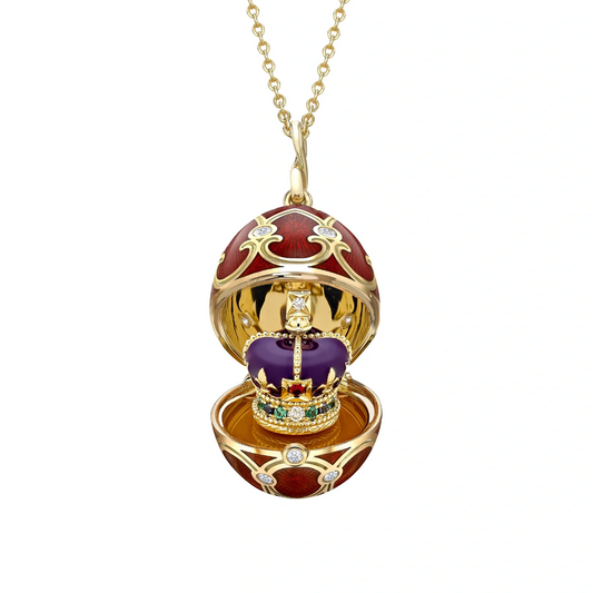 Guilloché Enamel Coronation Crown Surprise Locket