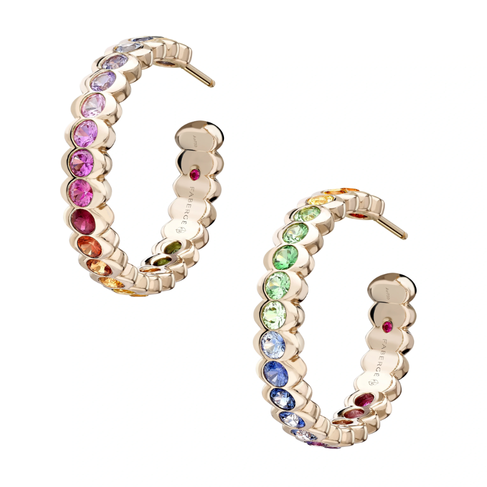 Cosmic Curve Rainbow Multicoloured Gemstone Hoop Earrings