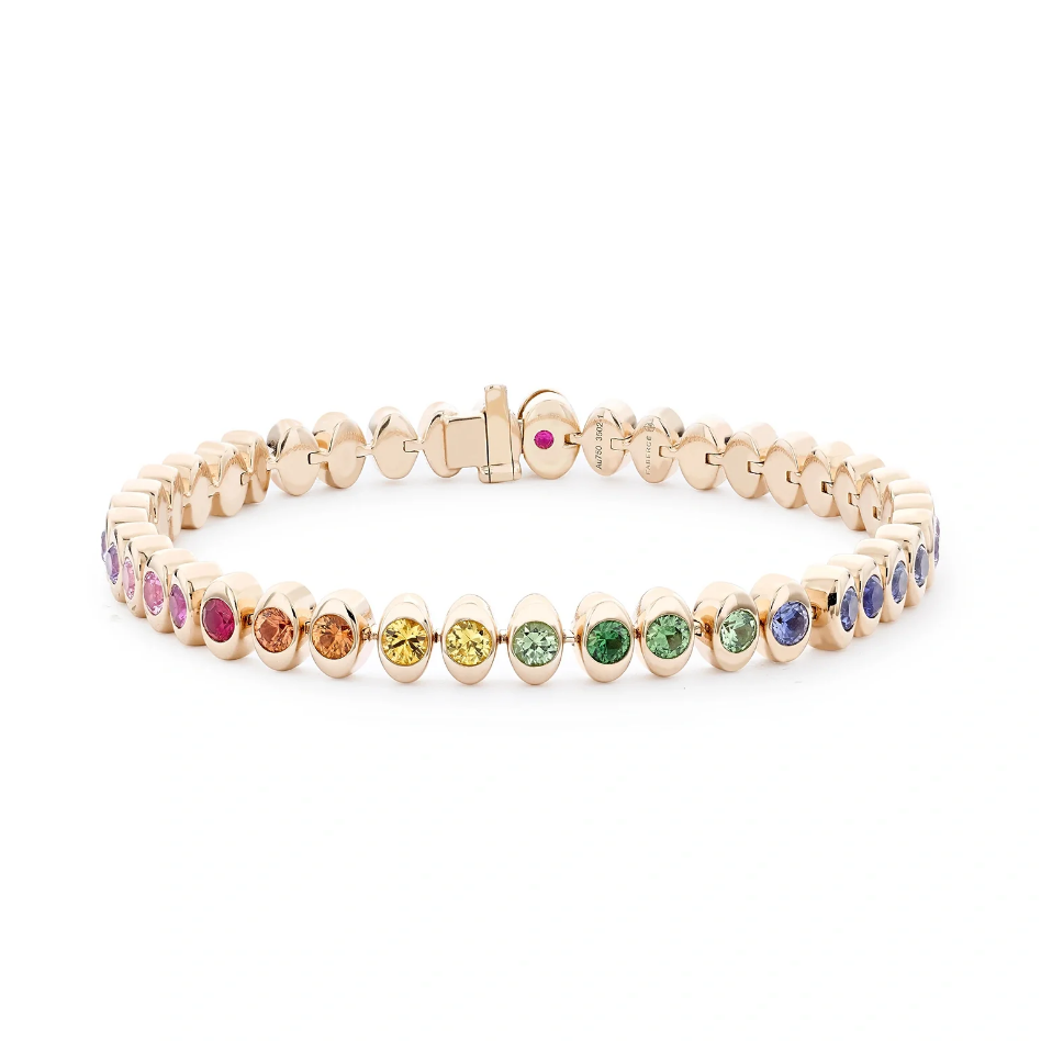 Cosmic Curve Rainbow Multicoloured Gemstone Tennis Bracelet