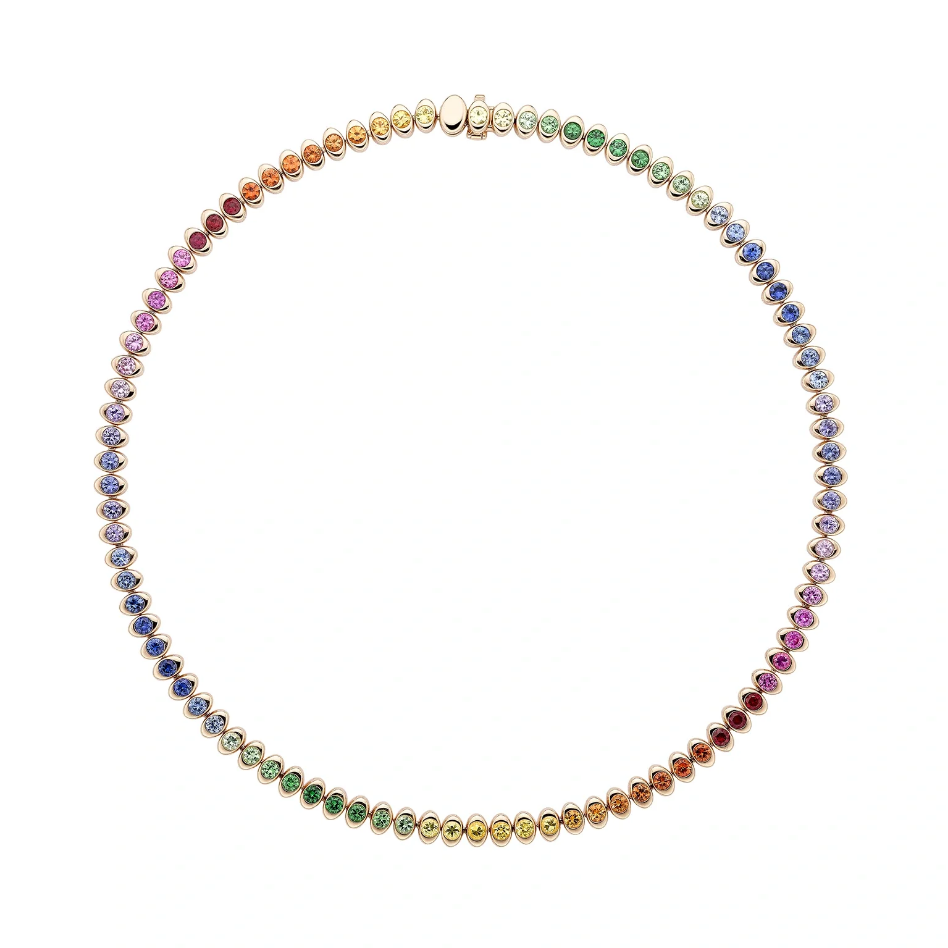 Cosmic Curve Rainbow Multicoloured Gemstone Necklace